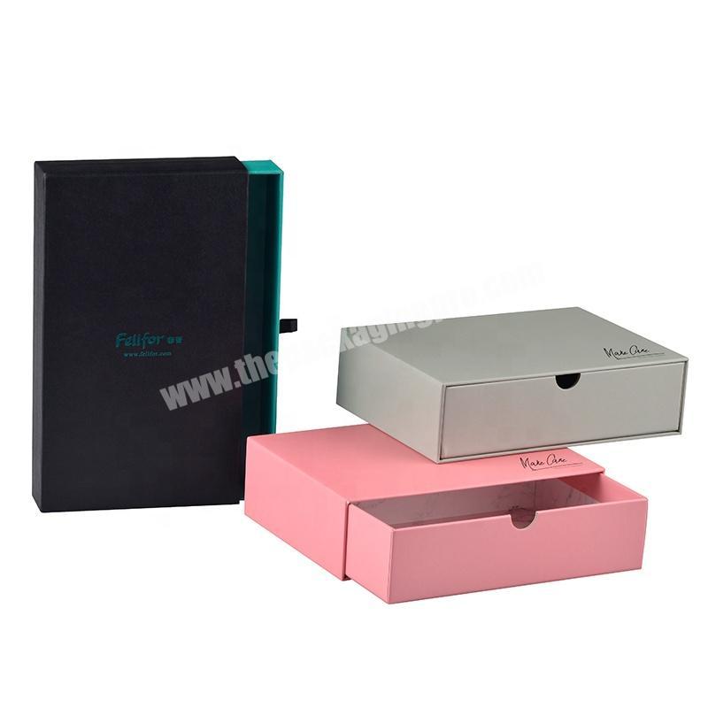 Luxury cardboard gift jewelry packaging drawer paper box small gift box with ribbon