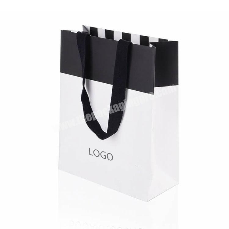 Luxury custom logo biodegradable large gold foil printed white cloth paper packaging bag with handle