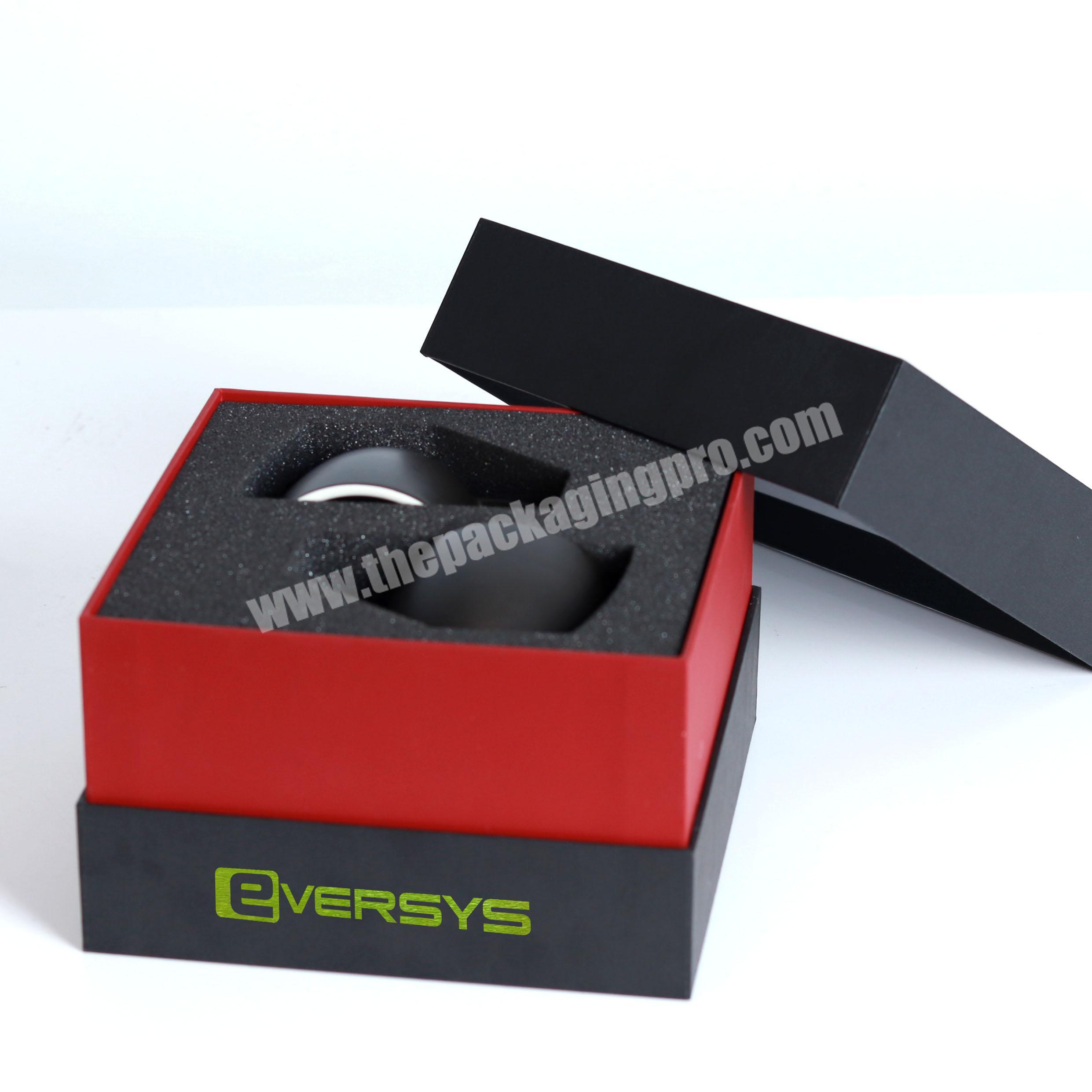 Luxury high quality black matte lamination cardboard black box with EVA foam for cups and spoon