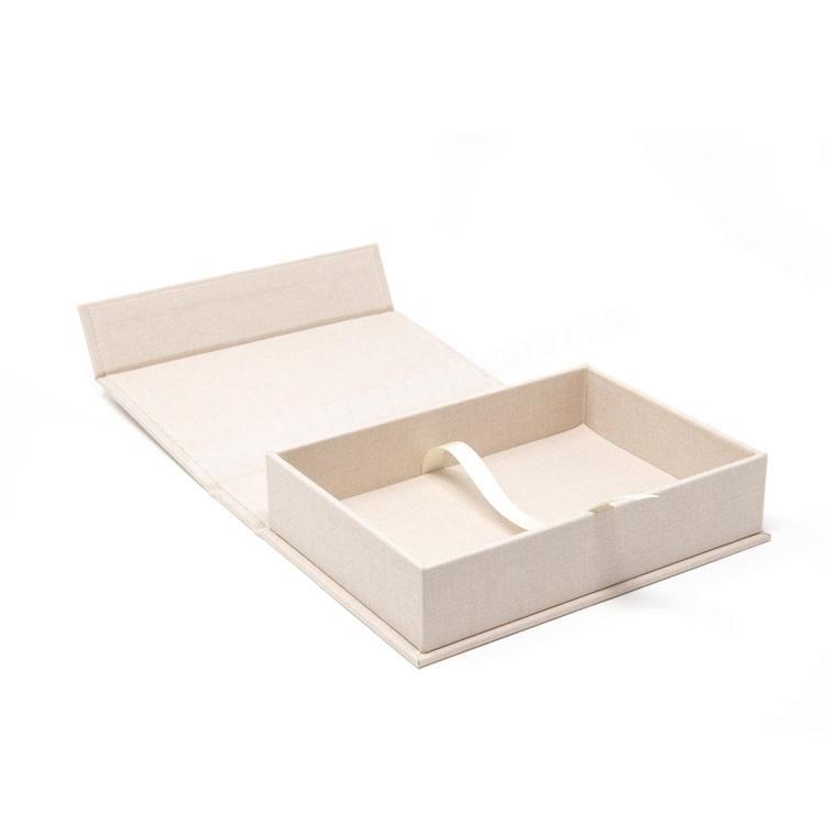 Luxury printed Photo Gift Packaging wedding Box Photography Cream magnetic Gift Linen Box