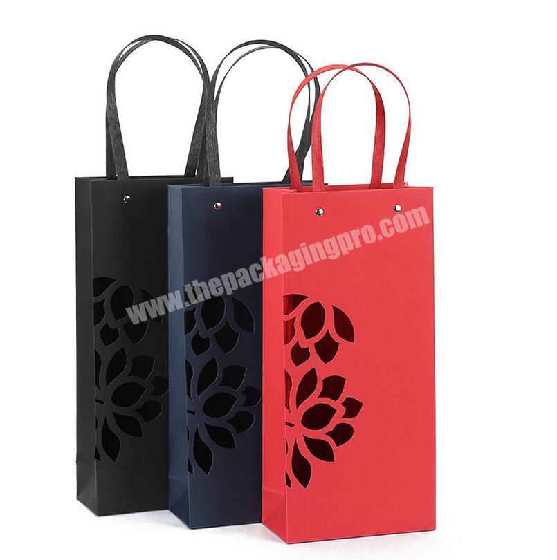 Luxury red wine cooler paper ice bag packaging with handle
