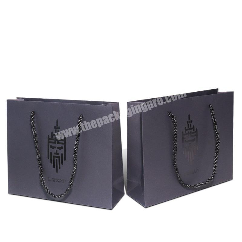 Luxury shopping Spot UV paper bags custom black paper material custom paper bag for shopping