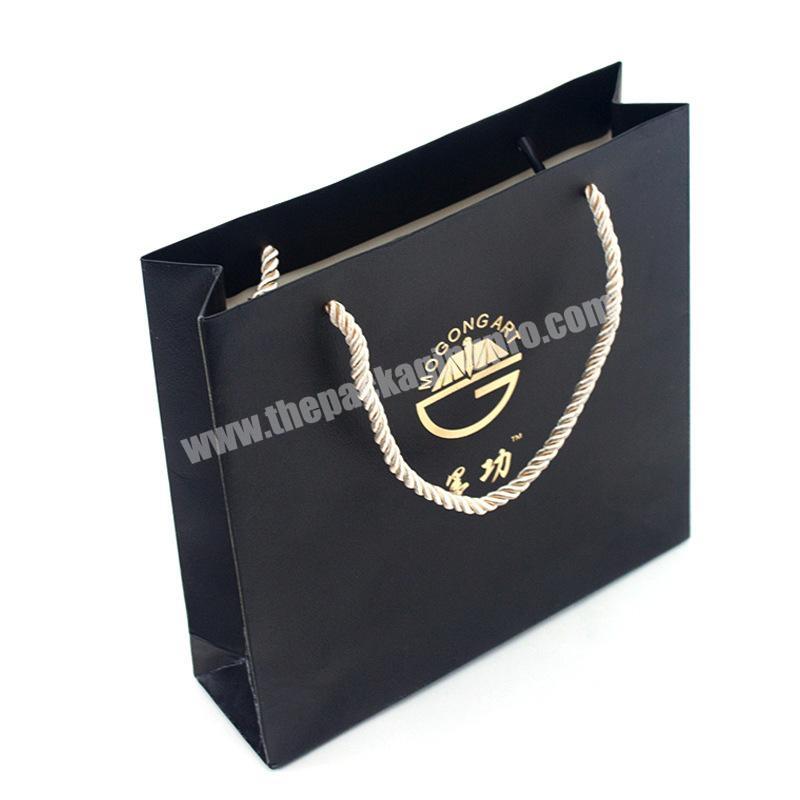 Luxury shopping paper bags custom black paper material custom black paper bag for shopping