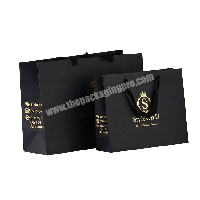Luxury shopping paper bags custom black paper material custom paper bag for shopping