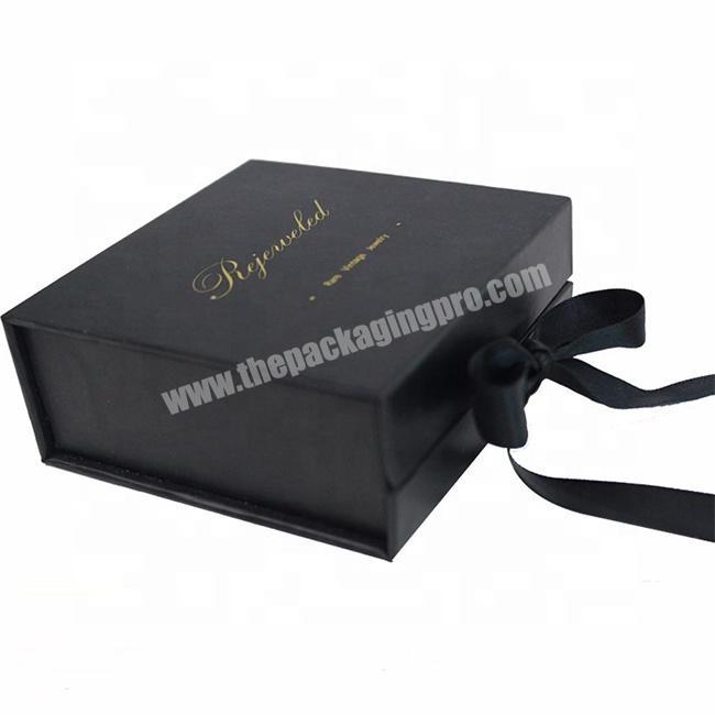 Magnetic gift box custom packaging flat foldable gift box with ribbon