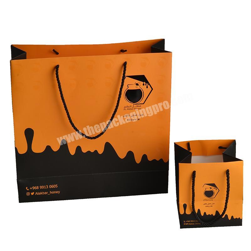 Manufacturer Customized design Luxury Honey  Custom Gift Shopping Paper Bag With Your Own Logo