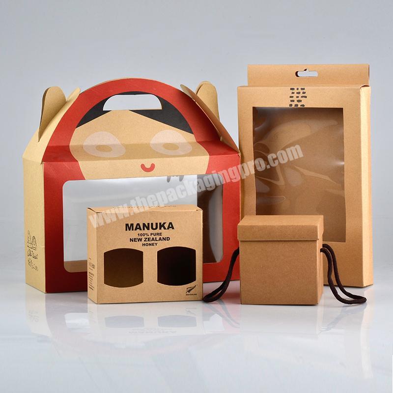 Manufacturer custom logo packaging box craft paper box with pvc window