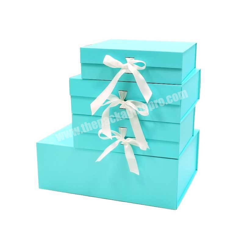 Manufacturer magnet clamshell folding box blue cardboard  gift box packaging for cosmetic