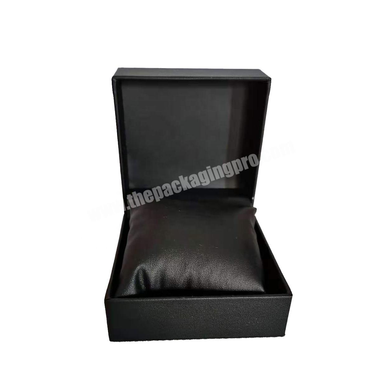 kexin custom full black PU leather plastic single watch jewelry orgnanizer box