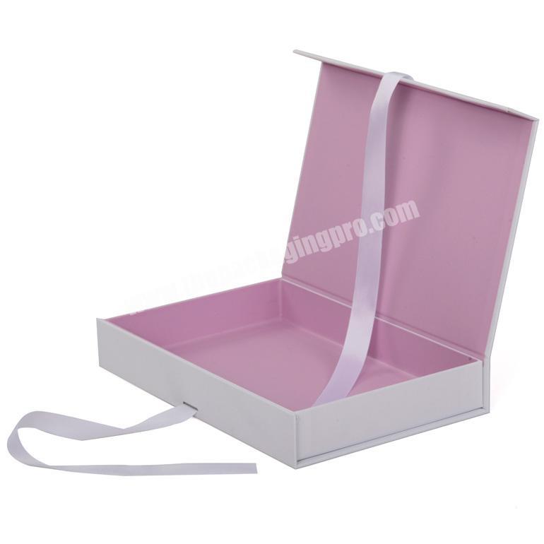 Medium Pink And White Gift Box With Ribbon Closure Paper Box Packaging