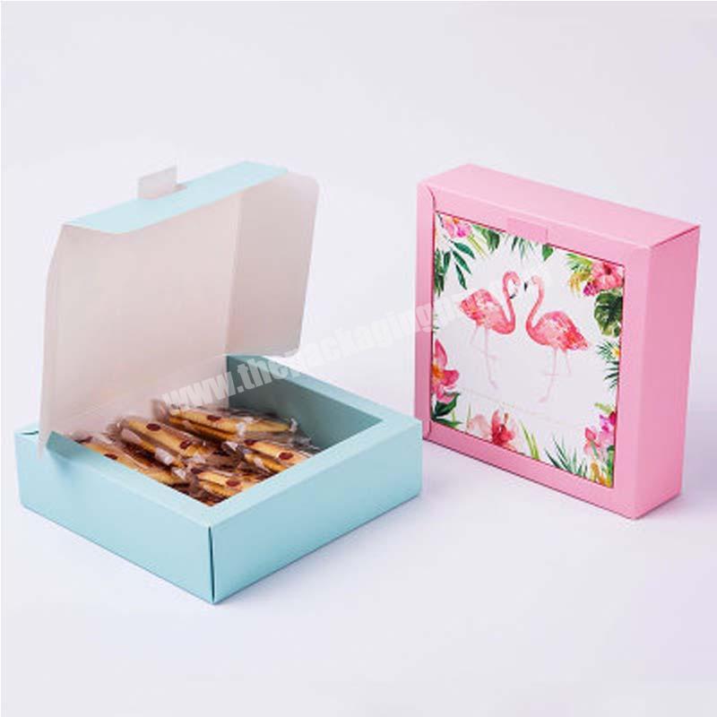 Modern style pastry handle dessert bakery kraft paper waffle box