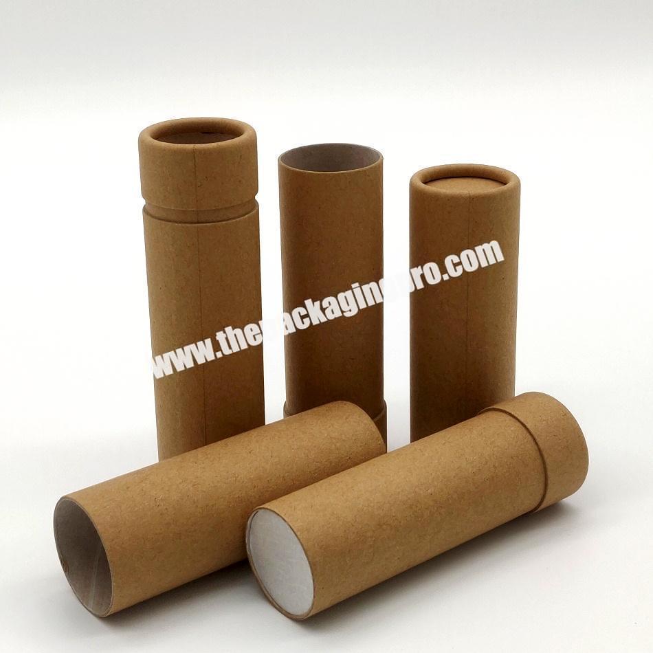 2oz/60g Natural Paper Tubes Deodorant Lipbalm Container Recyclable Brown Kraft Paper Packaging Tubes for Deodorant Perfume Stick