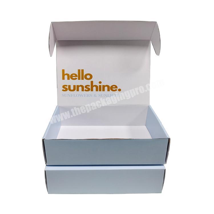 New Design Customzied Logo Double Side Blue White Paper Board Mailing Box Shipping Mailer Packaging Boxes