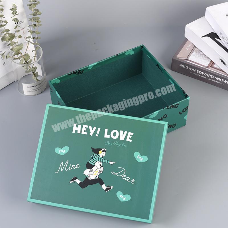 OEM Customized Logo Print Paper Box Lid and Bottom Black Box For Shopping Online Clothes Gift Packaging Boxes