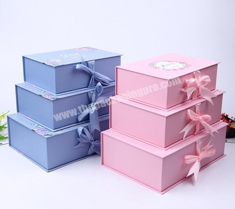 OEM custom luxury cardboard 1200gsm packaging flower magnetic flap closure folding rigid gift and hair extension box with ribbon