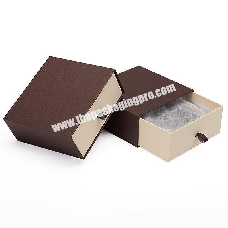 Custom Eco friendly small black Kraft cardboard paper drawer gift box packaging with drawstring