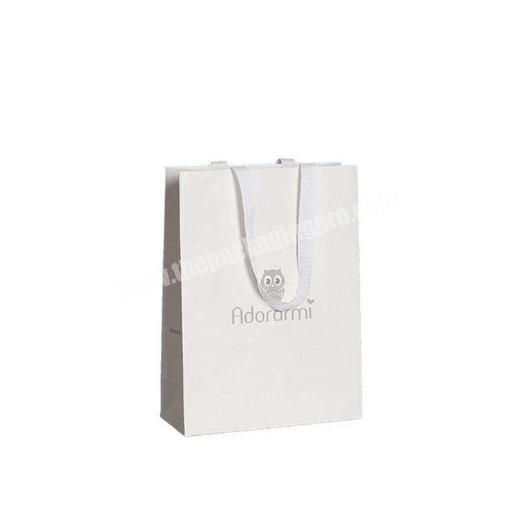 Offset Printing Surface Large Landscape Ivory  White Paperboard Shopping Gift Bag With Rope Handles