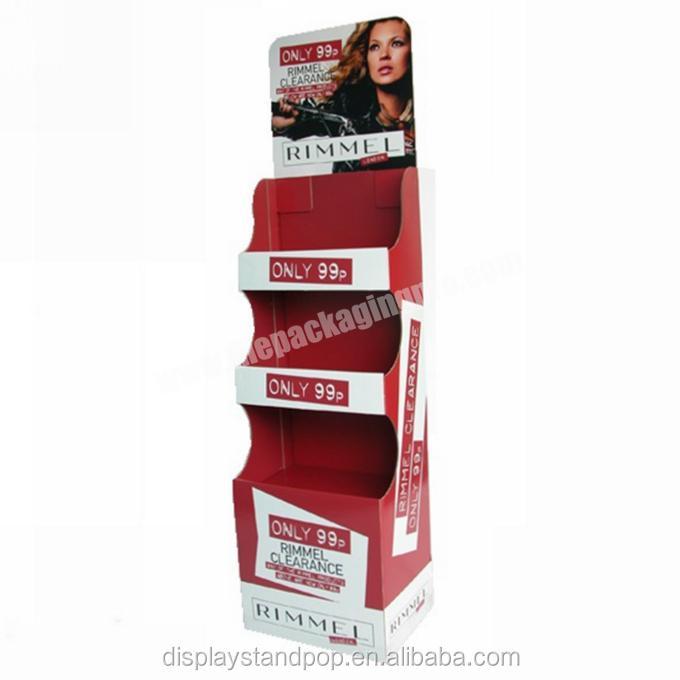 POP UP floor rimmel cosmetic display stand,make up shelf stand display