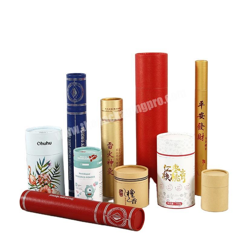 Painting and calligraphy wrapping paper tube customized sandalwood incense cylinder paper cans kraft bronzing paper tube