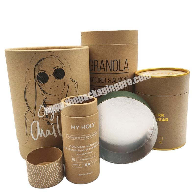 Recyclable Food Grade Kraft Paper Box Cardboard Protein Powder Paper Tube Canister Packaging with Custom Printing