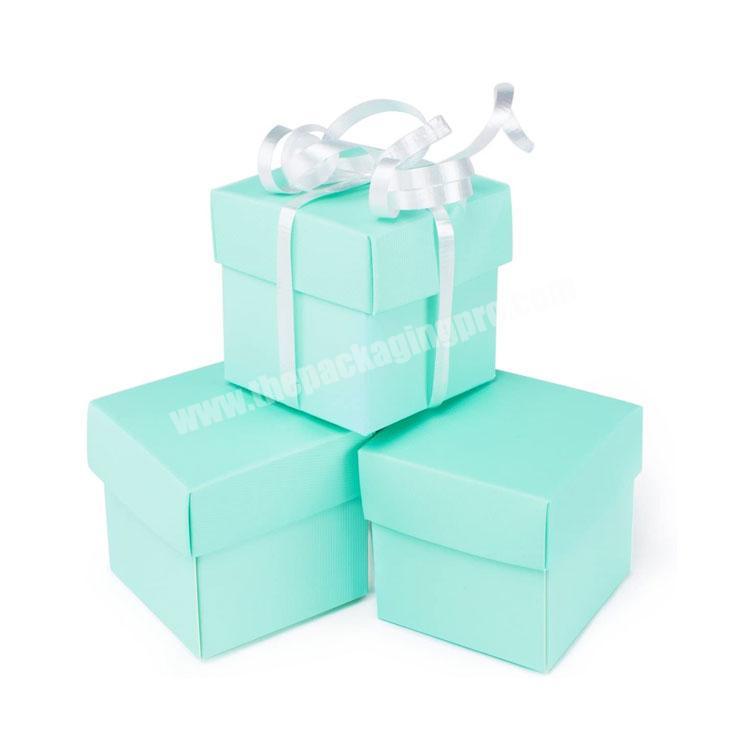 Party Favors Decoration Mini Small Square Cube Blue Paper Gift Boxes Wholesale With Lids
