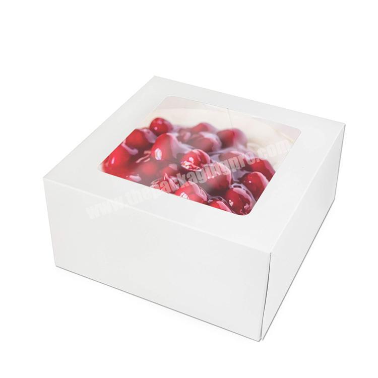 Personalized Favors White Cardboard Containers Bakery Paper Packaging Cake Box with Window