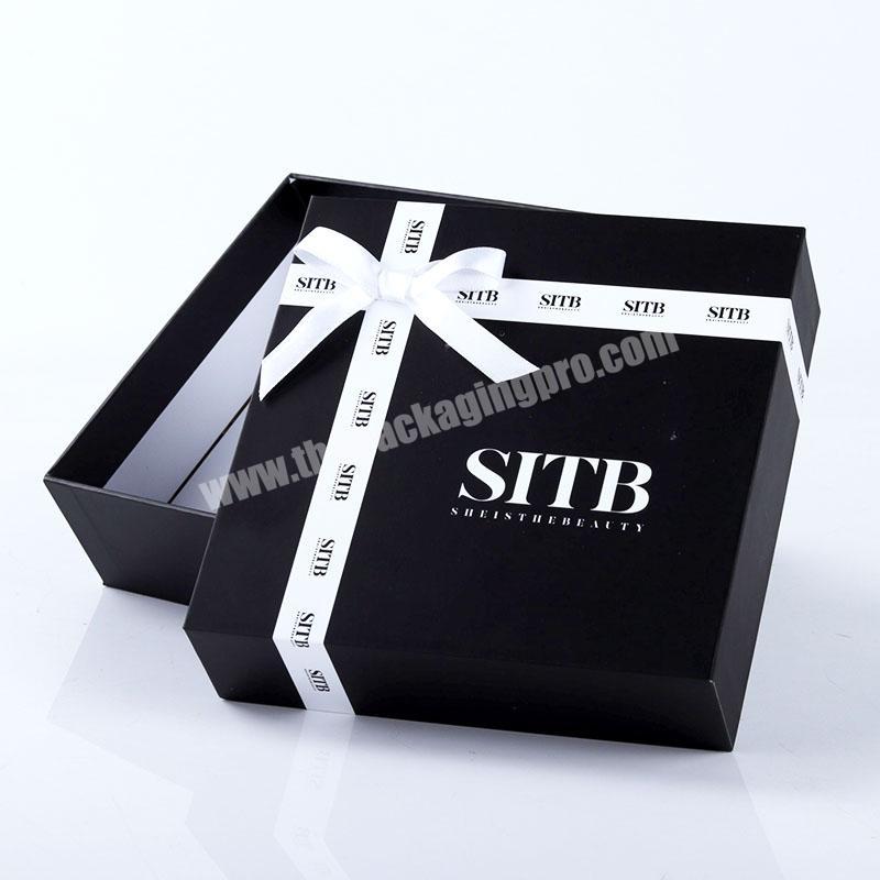 Personalized ribbon design black and white underwear packaging box high quality sock box packaging and branding boxes