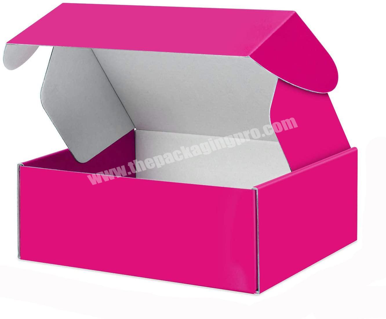 Pink Corrugated Printed Package Boxes Luxury Designed Large Custom Clothes Shipping Box Mailers Printing Green Gift Packaging