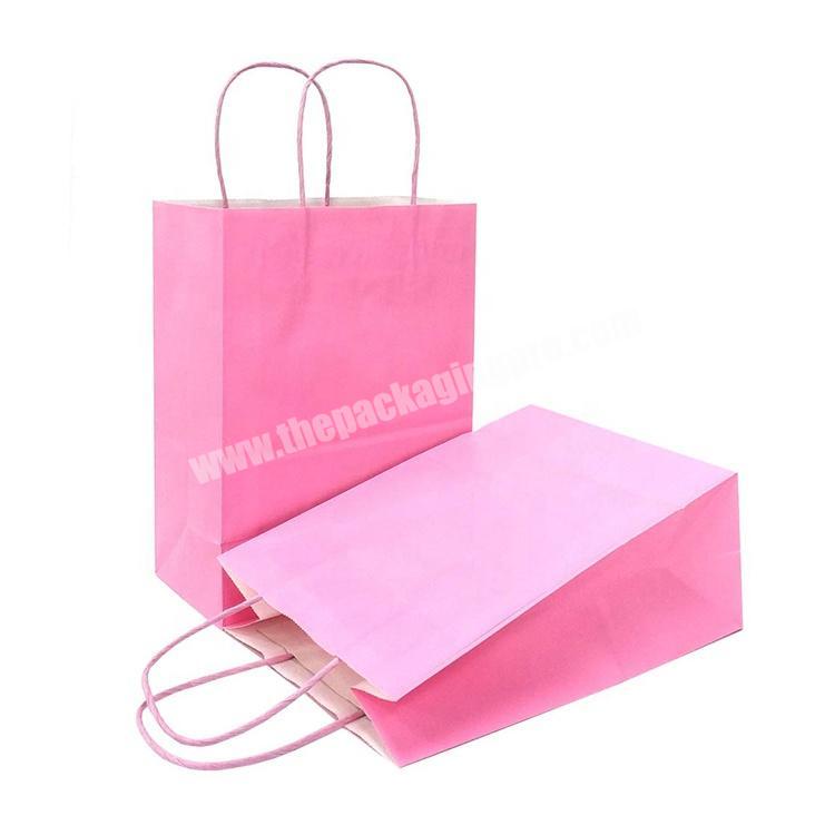 Pink Kraft Paper Bags with Handles for Party