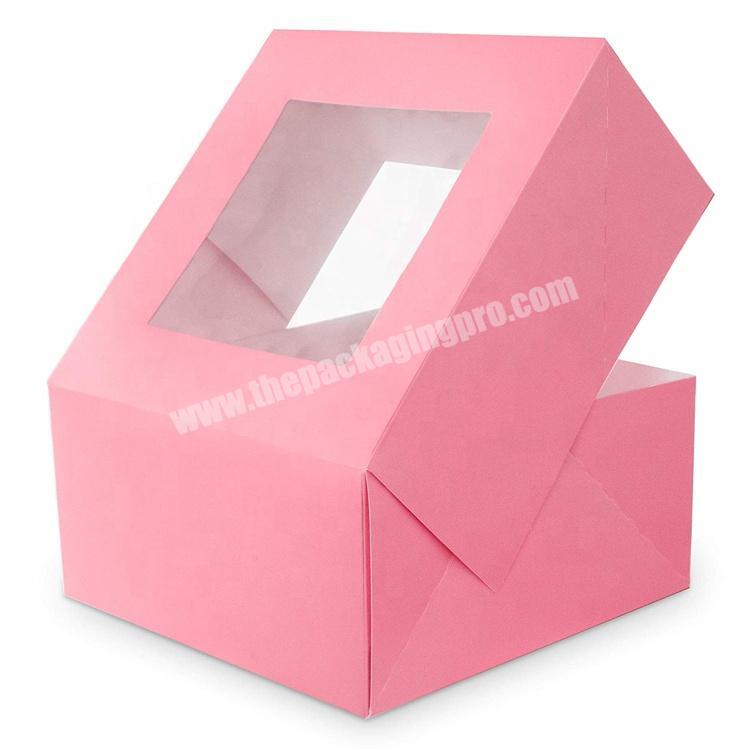 Pink printed wedding cake boxes with window