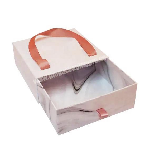 Print Marble Cardboard Rigid Fancy Paper Gift Craft Packaging Drawer Boxes Durable Bag Gift Drawer Shopping Gift Packing Boxes