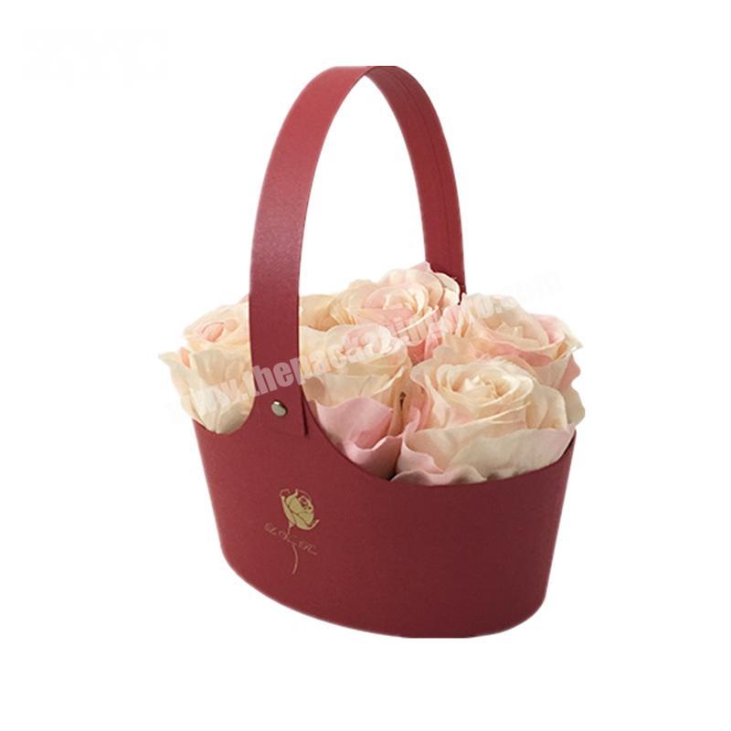 Printed Portable Flower Basket Cardboard Gift Box