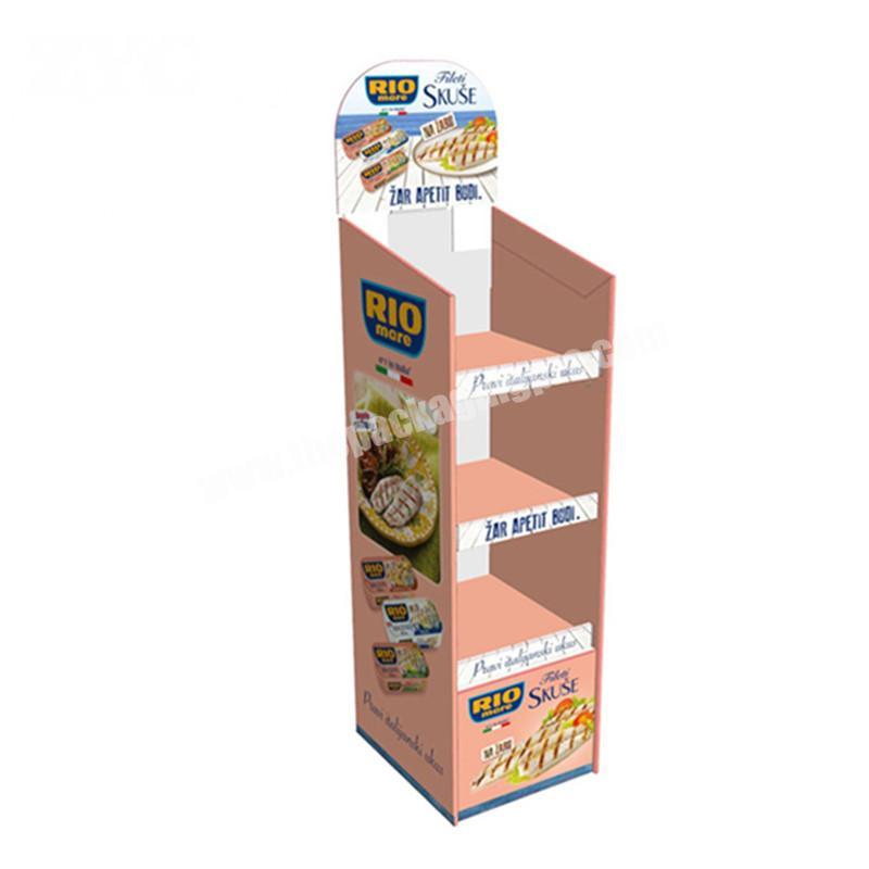 Printed Promtoional Cardboard Floor Display For Food Corrugated Paper Snack Display Rack