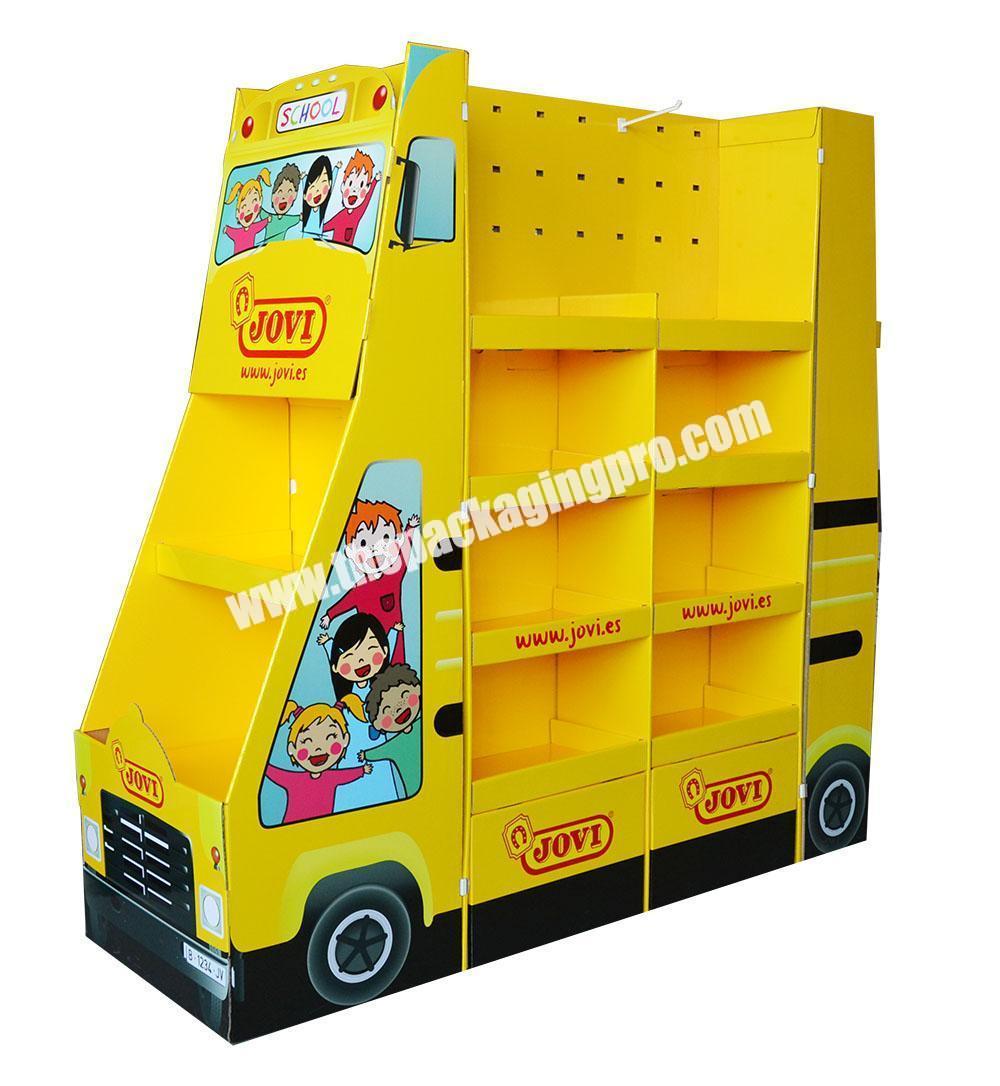 Promotion School Bus Shaped Cardboard Display for Toy Advertising
