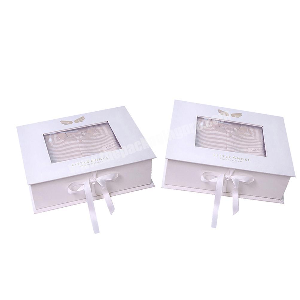 Promotional baby clothes packaging box manfucturers popular book shape strong magnetic gift paper