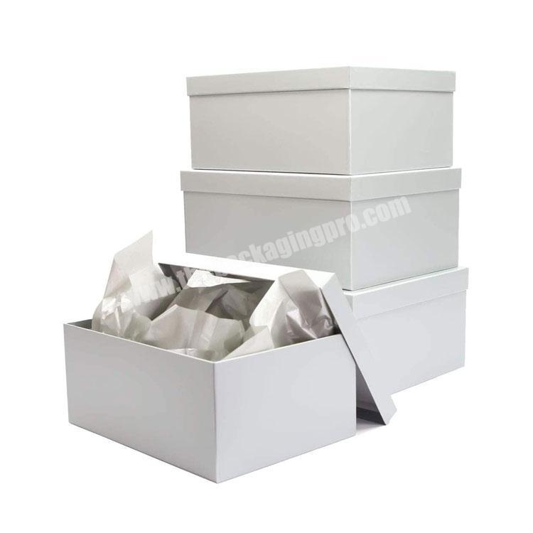 Rectangle Cardboard Durable Reusable Storage Organizer Matte Silver Nesting white Rose carton Paper packaging Gift Box Set
