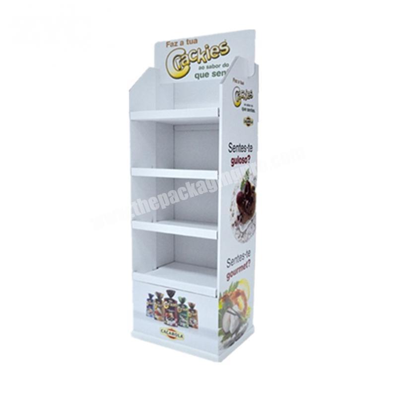 Recyclable Paper Floor Display Rack Cardboard Shelf POP Display Stand for Cookies