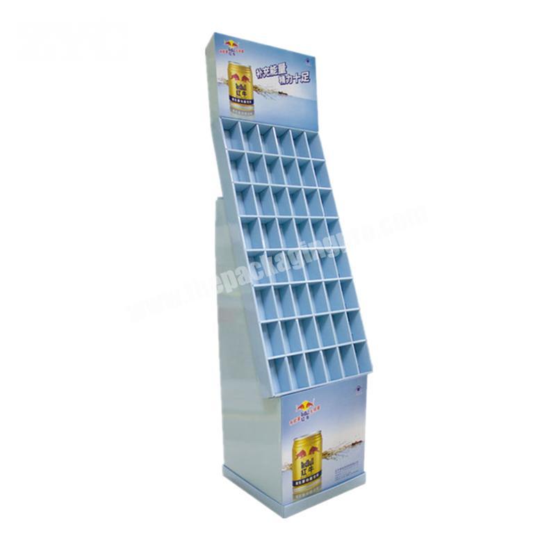 Recyclable Paper Pockets Display POS Cardboard Drinks Display Stand with Cell