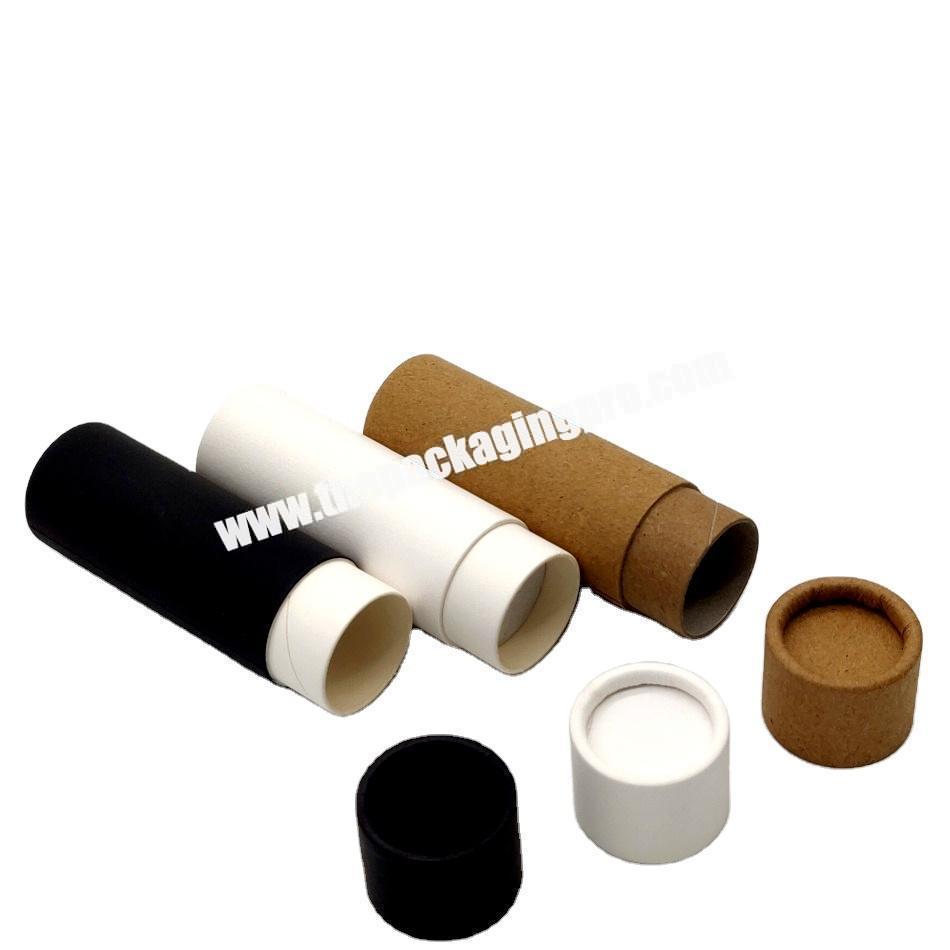 Recyclable plastic-free push up paper kraft cardboard white black kraft 1oz/25g cosmetic deodorant container CBD stick lip balm
