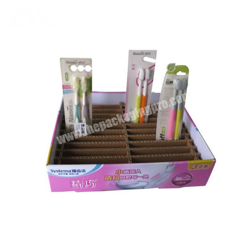 Recycle Corrugated Cardboard PDQ Counter Display Box with Slot for Toothbrush