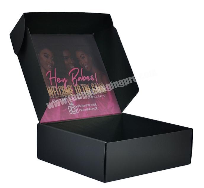 Recycle Matte Black Mailer Packing Custom Shipping Box Package For Cloth Packaging With Logo Print
