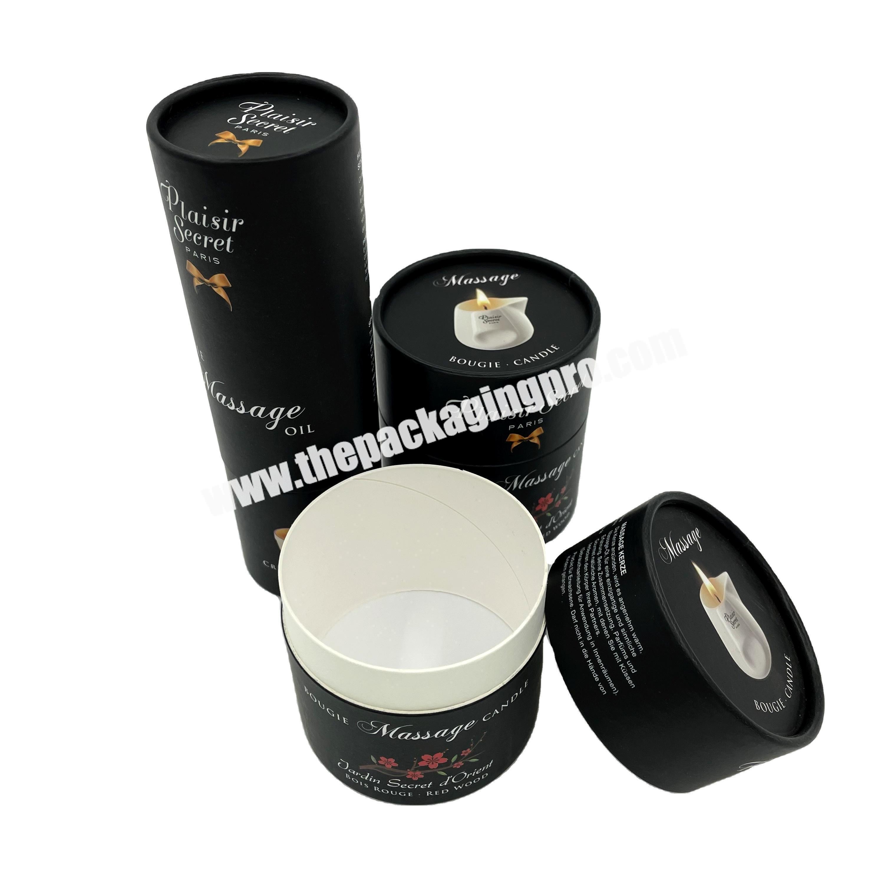 Luxury Eco Friendly Black Kraft Paper Tube Custom Printed Cylinder Round Cardboard Food / Bottle / T-shirt Packaging Box