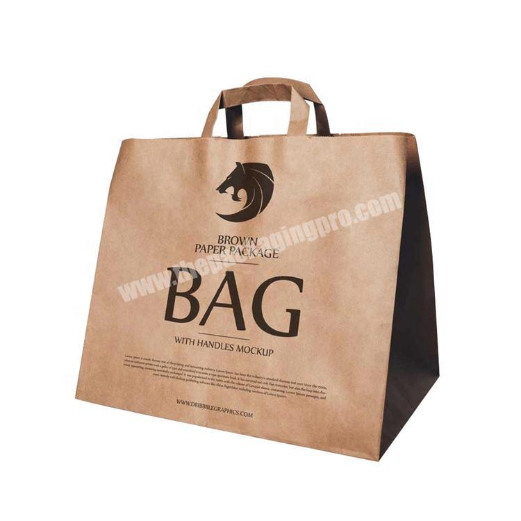 Recycled Printed Brown Kraft Paper Carrier Bags with Flat Handle