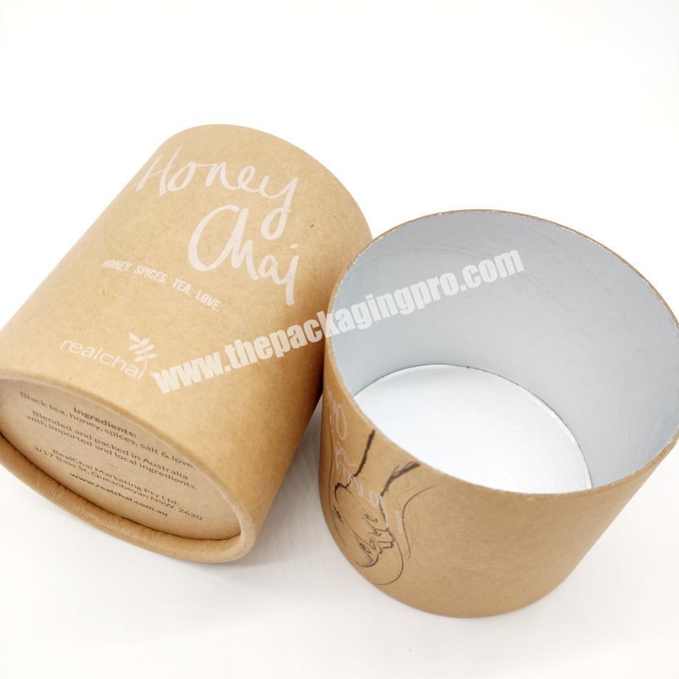 Hot selling cardboard cylinder tea coffee box round food grade kraft paperboard paper tube packaging