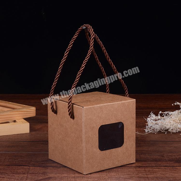 Recycled printing kraft paper box paper craft box with PVC window for candy