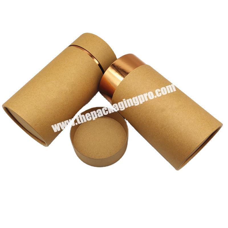 Gold Edge Food Grade Cylinder Kraft Paper Tube Recyclable Round Box Packaging for Tea Bag Towel Clothes Gifts Foods Packaging