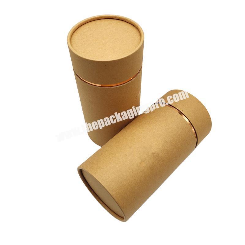 Biodegradable Paper Cardboard Brown Round Kraft Paper Packaging Tube Box With Custom Printed