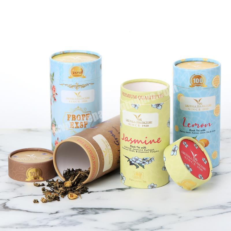 Wholesale new exquisite durable customized printed Cylinder Cardboard round paper tube box for tea packaging