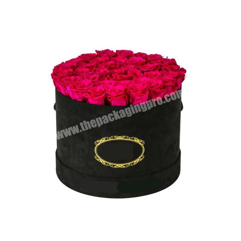 Round shape cardboard packaging kraft paper flower gift box for stand bouquet with drawer