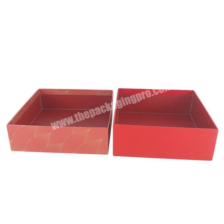 Shenzhen High Quality Packaging Paper Cardboard Hot Stamp Red Large Gift Storage Handbag Boxes With Lid
